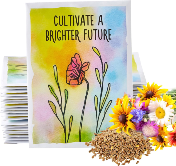 Wildflower Seed Packets Cultivate a Brighter Future Party Favors for Guests (Pack of 20) - Wildflower Seed Mix, Plant Year-Round, Gift for Hostesses, Showers, Weddings, Thank You