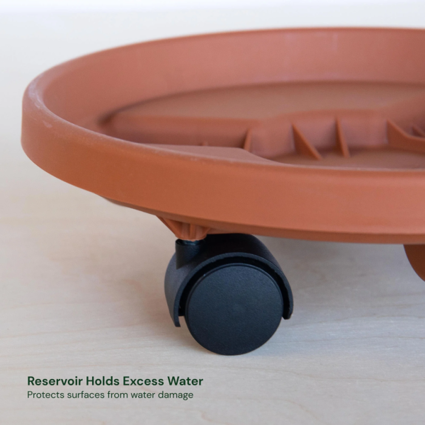 16-In round Planter Caddy with Wheels - Terra Cotta Color - 125 Lb Capacity - Image 3
