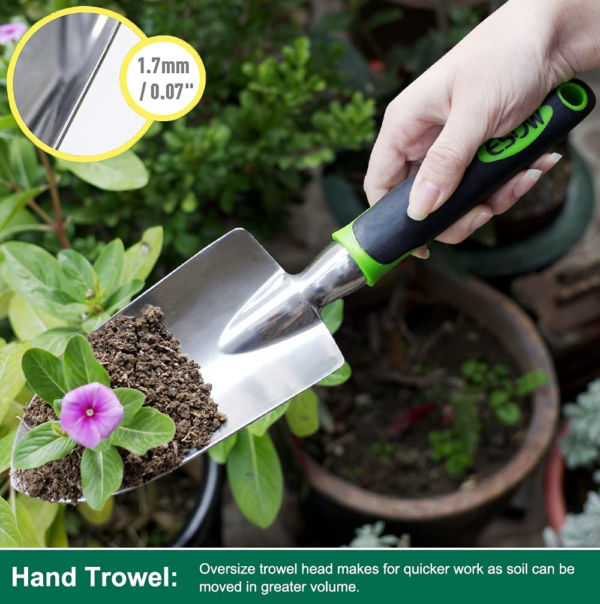 Premium 3-Piece Heavy-Duty Cast-Aluminum Garden Tool Set with Ergonomic Non-Slip Handles - Includes Hand Trowel, Transplant Trowel, and Cultivator Rake - Ideal Gardening Gift - Image 3
