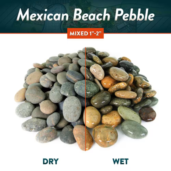 .25 Cu. Ft. 2 In. to 3 In. Mixed Mexican Beach Pebbles Smooth round Rock for Gardens, Landscapes and Ponds - Image 2