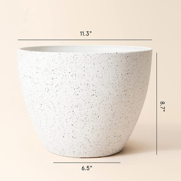 Flower Pots Outdoor Indoor Planter - 11.3 Inch Garden Plant Pots Tree Planter for Patio, Deck,Garden,Speckled White,Set of 2 - Image 6
