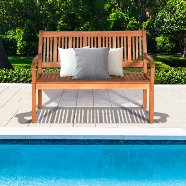 50'' Two Person Outdoor Garden Bench Loveseat Porch Chair Solid Wood W/Armrest - Image 4