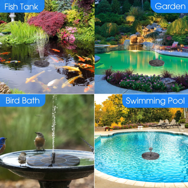 Solar Fountain, Floating Solar Powered Water Fountain Pump for Bird Bath, Garden, Pond, Pool, Outdoor - Image 2