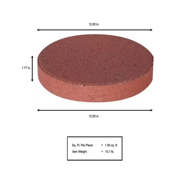 12 In. X 12 In. X 1.75 In. River Red round Concrete Step Stone (168-Pieces/129 Sq. Ft./Pallet) - Image 3