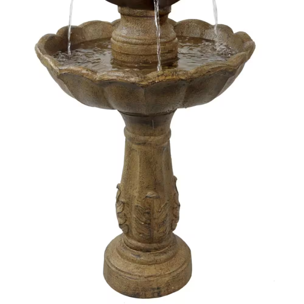 38 In. 2-Tier Blooming Flower Outdoor Water Fountain - Image 6