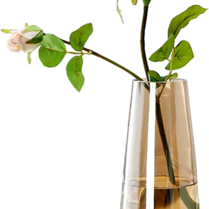 Modern Glass Vase Irised Crystal Clear Glass Vase for Home Office Decor (Crystal Amber)