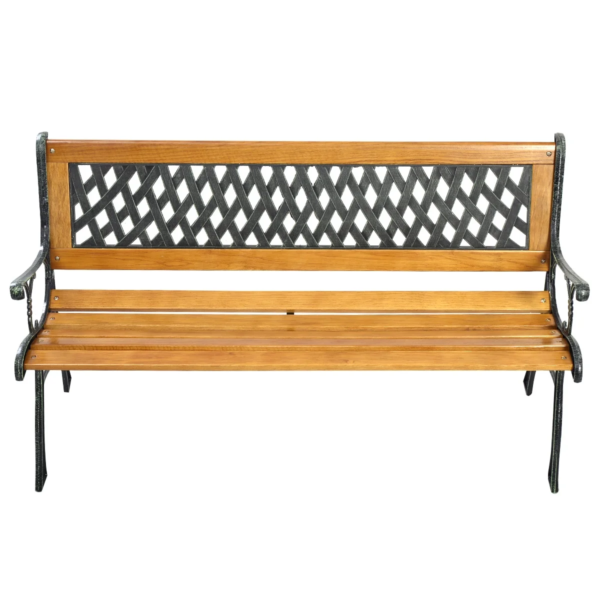 Garden Metal Bench Porch Path Hardwood Chair for Patio Park Outdoor Deck - Image 3