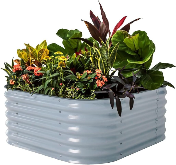 17" Tall 4 in 1 Modular Metal Raised Gardening Beds Kit Metal Planter Box Olive Green - Image 11