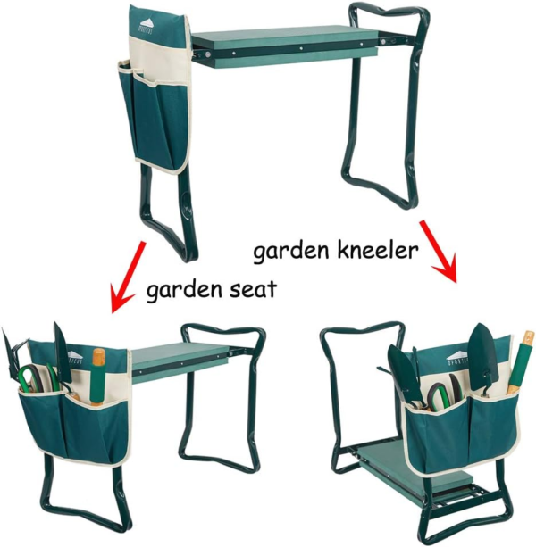 Folding Garden Kneeler Seat Portable Bench Stool with Soft Kneeling Foam Pad and Tool Pouch for Gardening,Fishing - Image 6