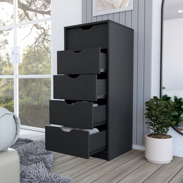 Dresser Kamran, Five Drawers Narrow, Black Wengue Finish - Image 2