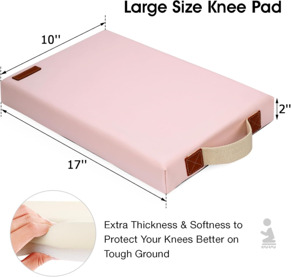 Waterproof Kneeling Pad for Garden or Bath, 2 Inch Thick Soft Foam Kneeler Mat for Gardeners Knee Support or Bathtub Bathing with Handle and Removable Cover - Pink - Image 3