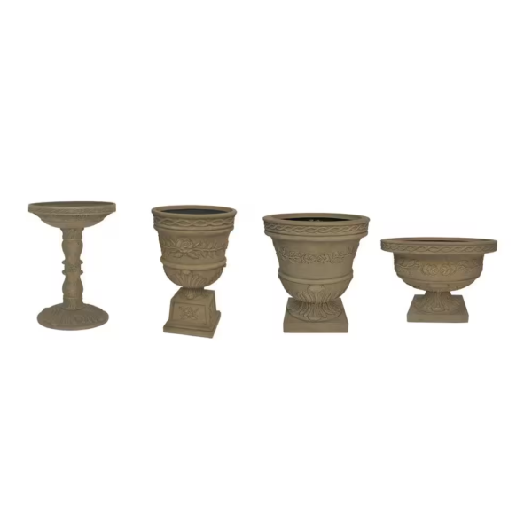 17 In. H. Granite Cast Stone Fiberglass Rose Low Urn - Image 5