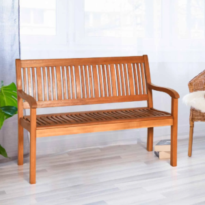 50'' Wooden Bench Loveseat Patio Garden Outdoor W/ Armrest & Backrest