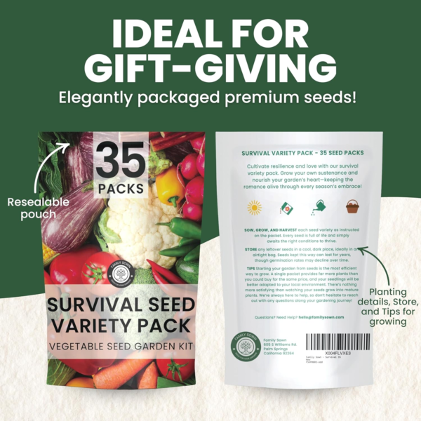 35 Vegetable Seeds | Survival Variety Pack | 2025 Season | Individually Packed Vegetables, Herbs and Fruits | Emergency Seed Vault for Doomsday Prepping | by - Image 2