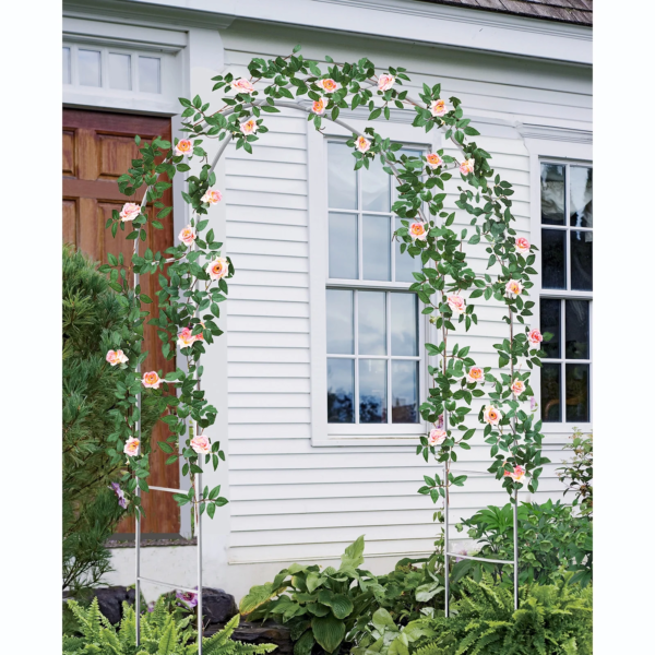 8Ft H Metal Garden Arch Trellis,Arbor Trellis for Climbing Plants Support or Wedding Decor,White - Image 2