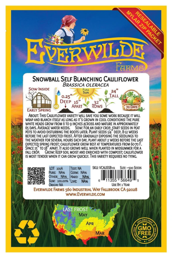 500 Snowball Self Blanching Cauliflower Seeds, Open Pollinated - Image 2