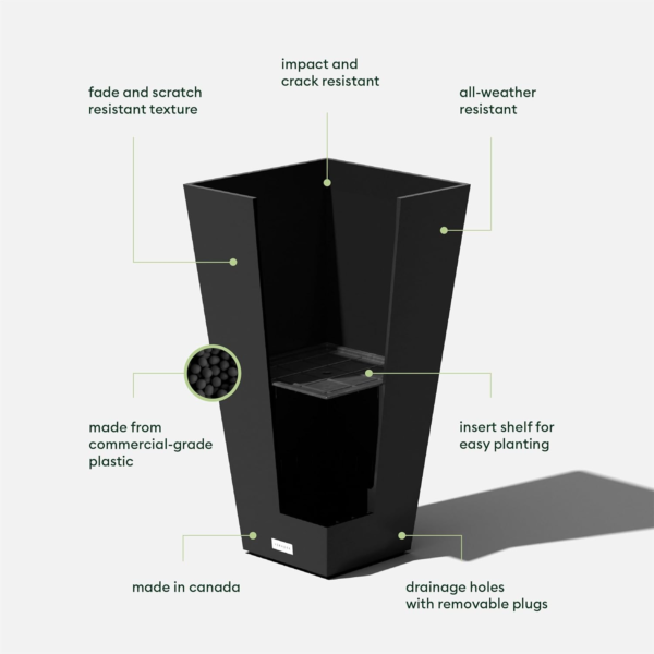 V-Resin Indoor/Outdoor Taper Planter (26 Inch, Black) - Image 3