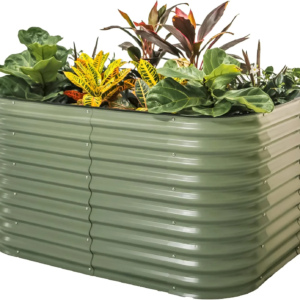 Raised Gardening Bed Kits 32" Extra Tall 6 in 1 3.5Ftx5Ft Modular Metal Planter Olive Green