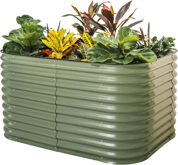 Raised Gardening Bed Kits 32" Extra Tall 6 in 1 3.5Ftx5Ft Modular Metal Planter Olive Green