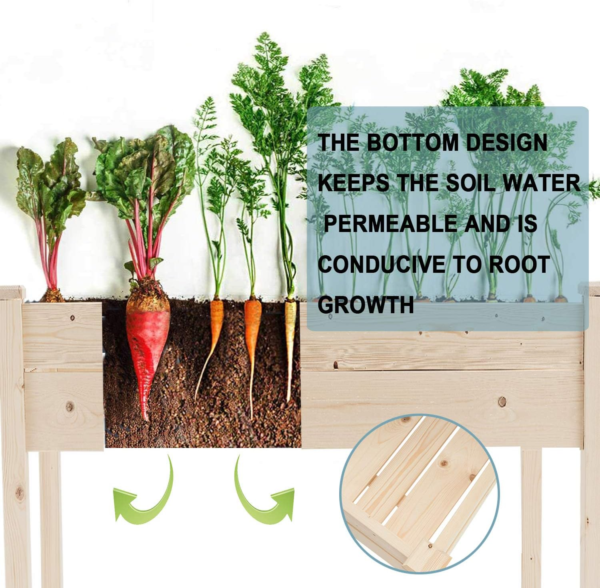 4FT Raised Garden Bed Elevated Wood Planter Box Stand for Backyard, Patio Planters Boxes Kit Flower Plant Grow Box Herb Garden Elevated Garden Bed Outdoor Indoor Patio Greenhouse - Image 5