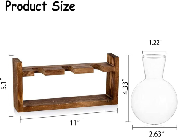 Plant Propagation Station Glass Terrarium Planter Flower Vase with Retro Solid Wooden Stand for Home Kitchen Indoor Garden Wedding Desktop Decor, 3 Bulb Vase - Image 6