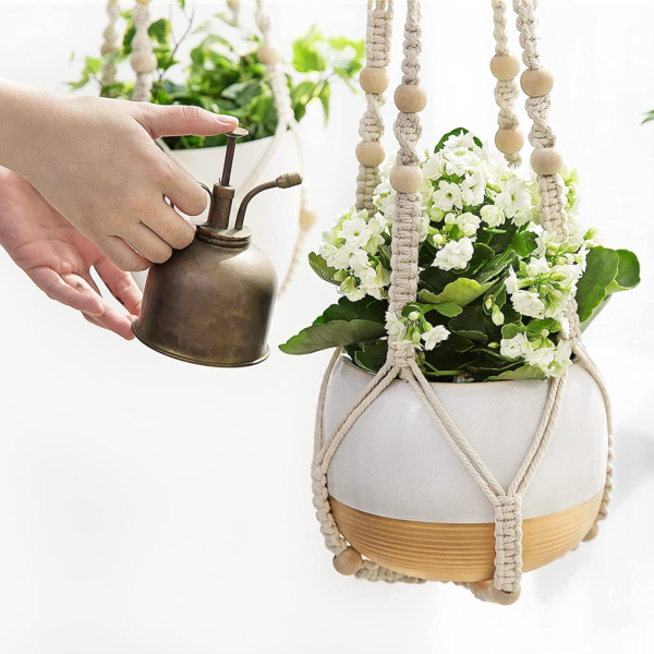 3 Pack Macrame Plant Hangers Indoor Different Size Hanging Planter Basket Flower Pot Holder with Beads No Tassels 35"/29"/23", Medium, Ivory - Image 7
