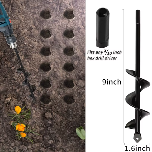 Garden Auger Spiral Drill Bit Gardening Flower Planter Earth Drill Planting Hole Digger Tool Loose Soil Drill Bit Accessories - Image 6