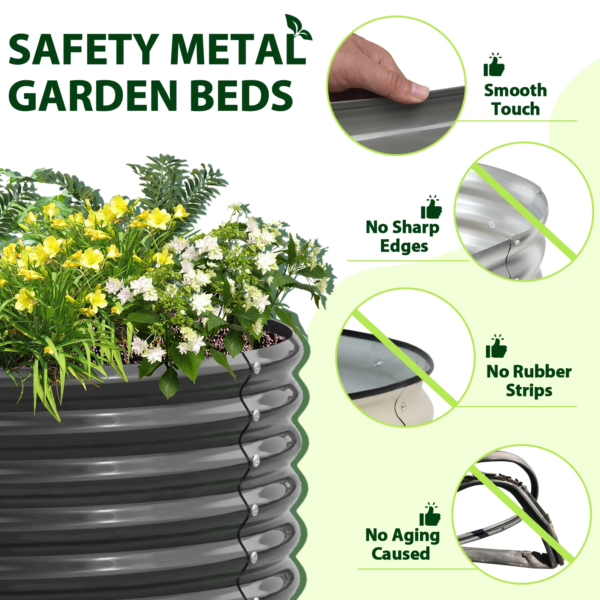 2 Pack-4Ft round Galvanized Raised Garden Bed, 18” Tall above Ground Modular Metal Planter Boxes Outdoor for Vegetables Flowers Herbs, Anti-Rust & Easy-Setup Quartz Grey - Image 2