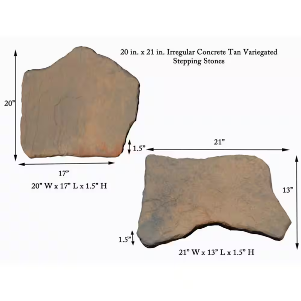20 In. and 21 In. Irregular Concrete Blue Variegated Stepping Stones Kit (20-Piece) - Image 3