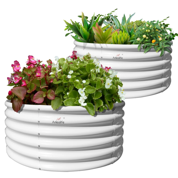 2 Pack-4Ft round Galvanized Raised Garden Bed, 18” Tall above Ground Modular Metal Planter Boxes Outdoor for Vegetables Flowers Herbs, Anti-Rust & Easy-Setup Quartz Grey - Image 7