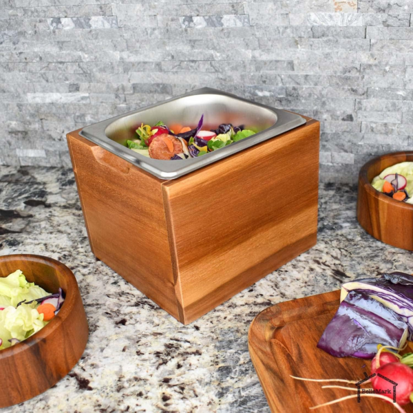 Kitchen Compost Bin- Rust Proof Stainless Steel Insert, Countertop Compost Bin with Lid and Acacia Wood Box- Small Compost Bin Kitchen - Image 7