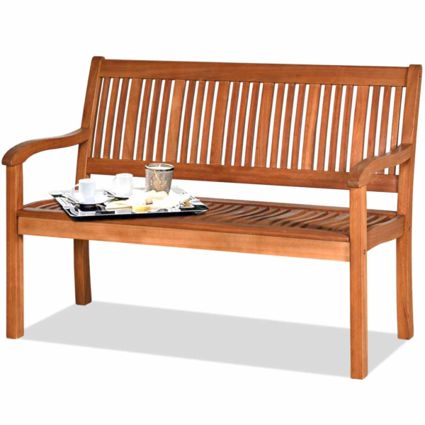 50'' Wooden Bench Loveseat Patio Garden Outdoor W/ Armrest & Backrest - Image 6
