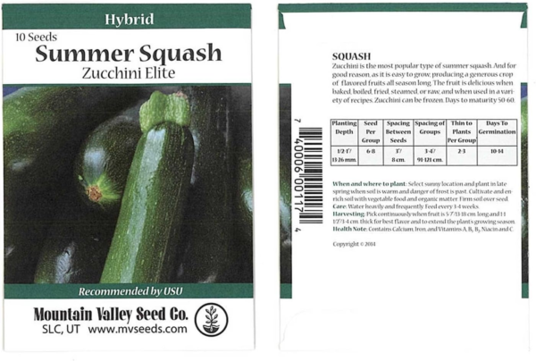 Elite Hybrid Zucchini Summer Squash Garden Seeds - 10 Seeds - Non-Gmo - Vegetable Gardening Seed