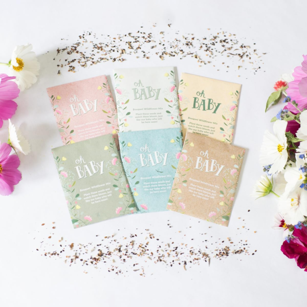 Oh Baby Flower Seeds Packets - Girl/Boy Baby Shower Favors - Pre-Filled, 25 Wildflower Seed Packs for Favor - Eco-Friendly Gift & Babys Guest Giveaways - Non-Gmo Seeds - Brown Envelop - Image 8