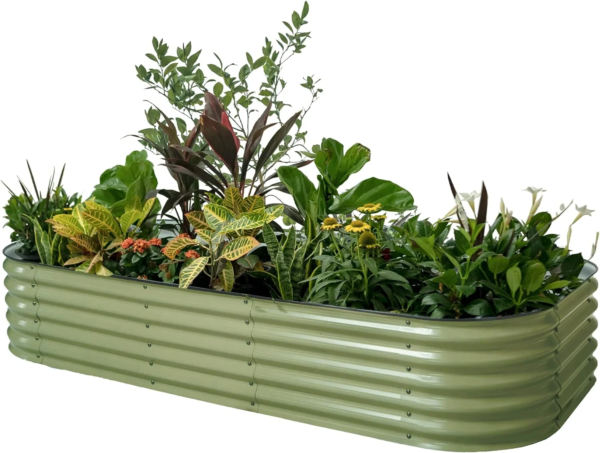17" Tall 10 in 1 Raised Gardening Bed Modular Metal Outdoor Planter Pearl White - Image 17
