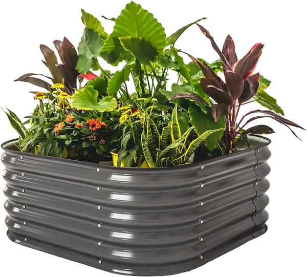 17" Tall 4 in 1 Modular Metal Raised Gardening Beds Kit Metal Planter Box Olive Green - Image 15