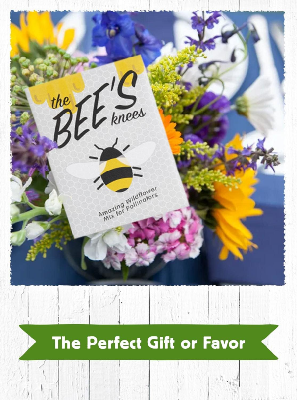 Wildflower Seed Packets ''The Bees Knees'' Favors (Pack of 20) - Pollinator Wildflower Seed Mix to Attract Hummingbirds, Bees, and Butterflies, Party Favors for Any Occasion - Image 3