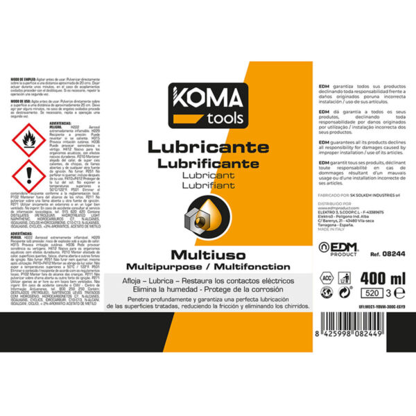 Lubricant Multi-use Koma Tools Spray 400 ml - Image 2