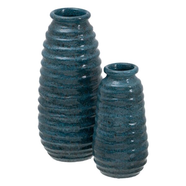 Vase Blue Ceramic 16 x 16 x 40 cm - Image 5