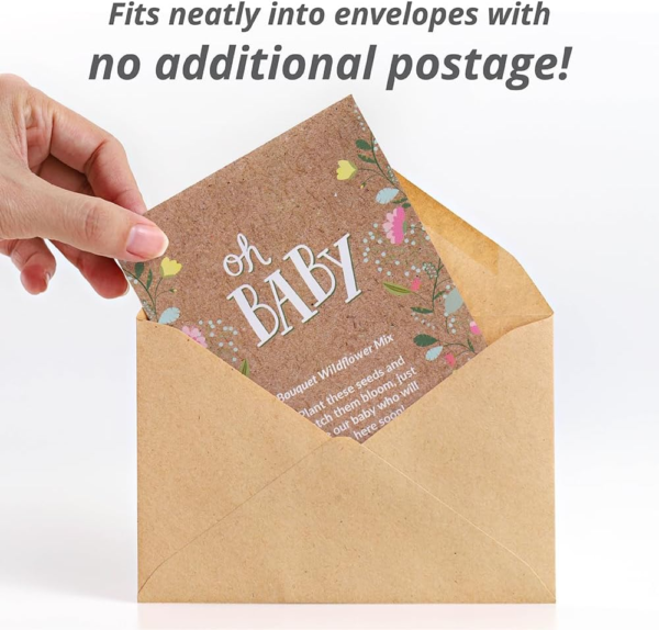 Oh Baby Flower Seeds Packets - Girl/Boy Baby Shower Favors - Pre-Filled, 25 Wildflower Seed Packs for Favor - Eco-Friendly Gift & Babys Guest Giveaways - Non-Gmo Seeds - Brown Envelop - Image 3