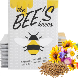 Wildflower Seed Packets ''The Bees Knees'' Favors (Pack of 20) - Pollinator Wildflower Seed Mix to Attract Hummingbirds, Bees, and Butterflies, Party Favors for Any Occasion