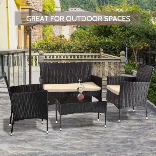 FDW Patio Furniture Set 4 Pieces Outdoor Rattan Chair Wicker Sofa Garden Conversation Bistro Sets for Yard,Pool or Backyard - Image 4