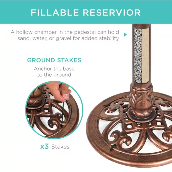 Pedestal Copper Birdbath - Image 3
