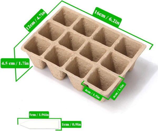 Seed Starter Tray Kit,Peat Pots for Vegetable & Flower,120Cells Biodegradable Seedling Pots Germination Trays,Organic Plant Starter Kit with 60 Pcs Plant Labels - Image 3