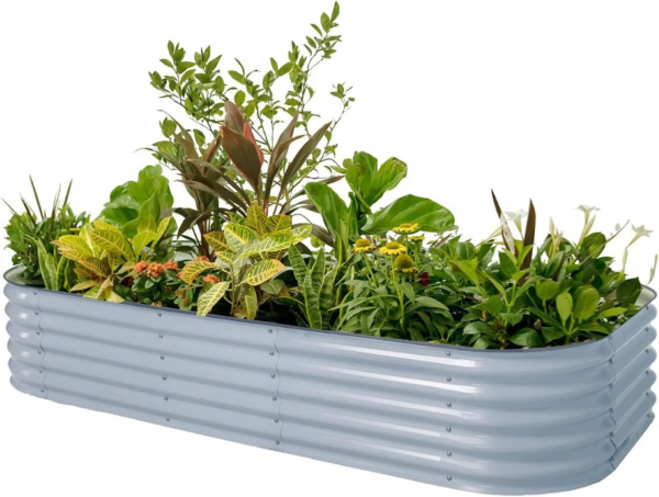 17" Tall 10 in 1 Raised Gardening Bed Modular Metal Outdoor Planter Pearl White - Image 15