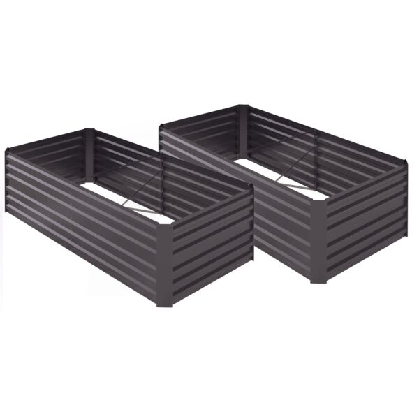 Set of 2 Raised Beds for Garden, Galvanised Steel Outdoor Planters with Multi-reinforced Rods for Vegetables, Plants, Flowers and Herbs, 180 x 90 x 59 cm, Dark Grey - Image 6