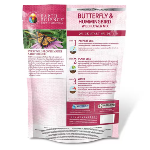 2 Lbs. Butterfly and Hummingbird All-In-One Wild Flower Mix with Seed, Plant Food and Soil Conditioners - Image 3