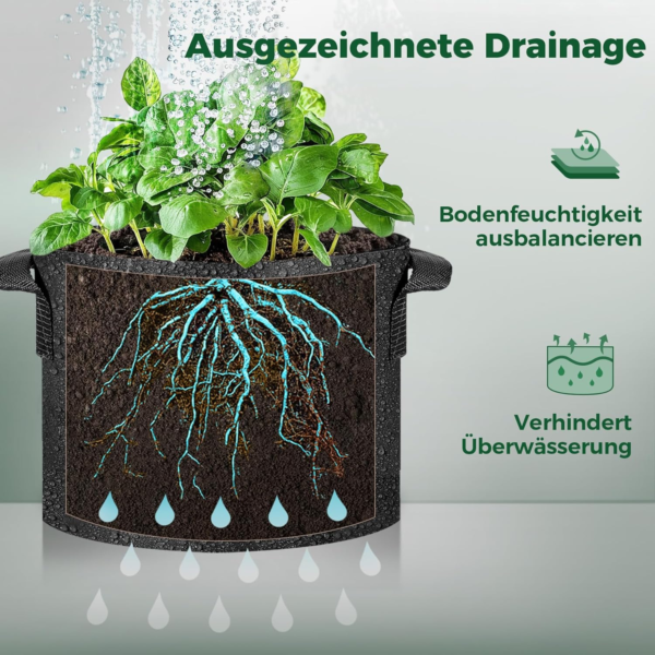 10 Gallon Grow Bags, Fabric Pots for Plants Potato Planter Grow Garden Bags to Grow Vegetables Tomato Planting Growing Bags Smart Plant Pot Container Gardening for Outdoor, Black Nonwoven (5 Pack) - Image 4