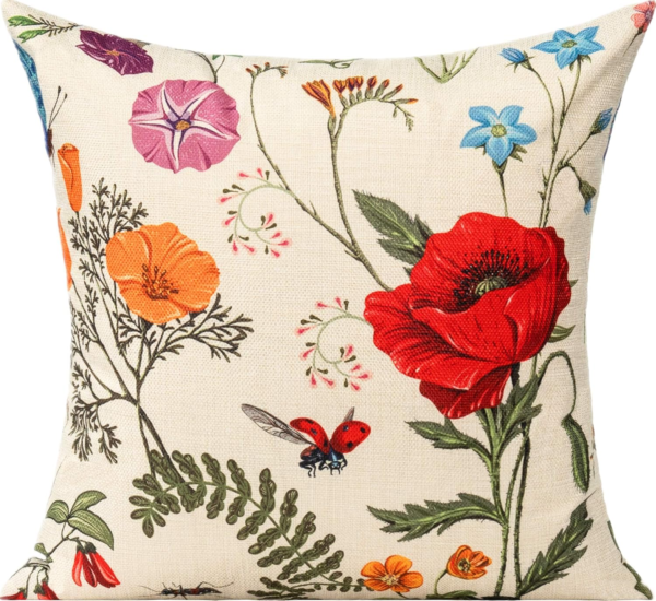 Outdoor Patio Throw Pillow Covers 18X18 Set of 4 Spring Summer Garden Flowers Farmhouse Décor outside Furniture Bench Chair Decorative Cushion Cases for Swing Deep Seat Bed Couch Sofa - Image 5