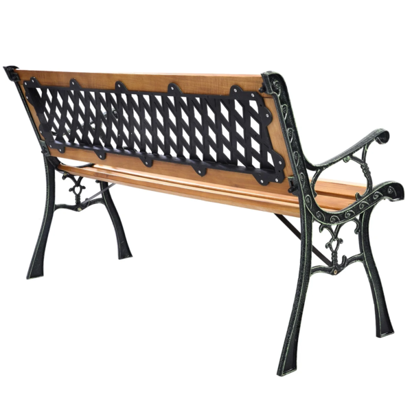 Garden Metal Bench Porch Path Hardwood Chair for Patio Park Outdoor Deck - Image 4